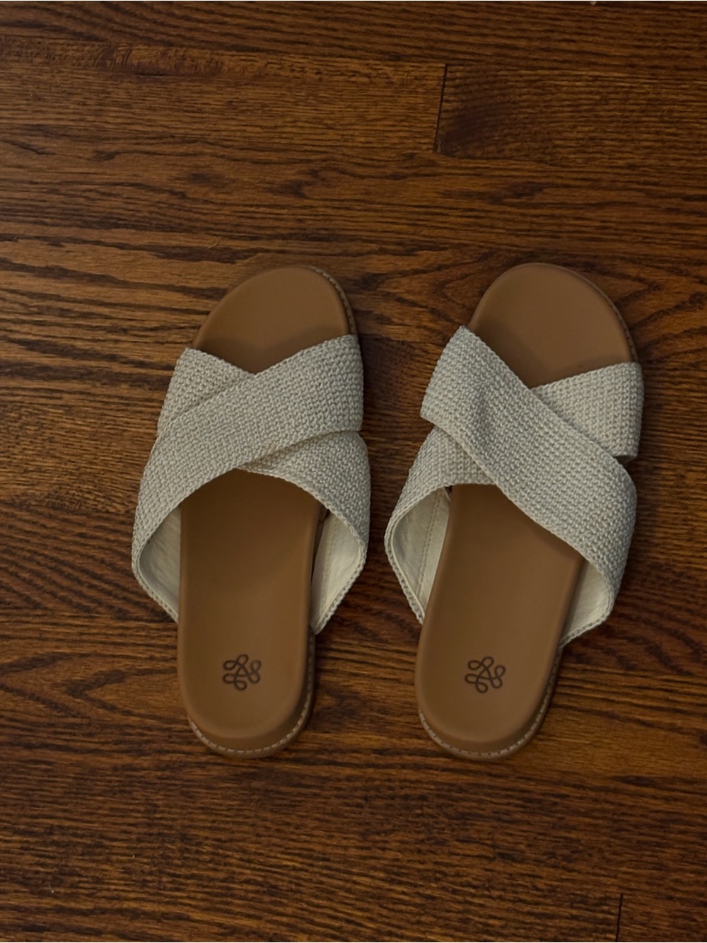 Woven Crossband Slide Sandals in Cream - The Sak